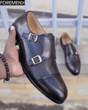 CORDI | Coffee Leather Double Monk Strap