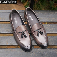 LULAK | Grey Leather Tassel Loafers