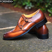 LORRANE | Brown Brogue Double Monk Strap