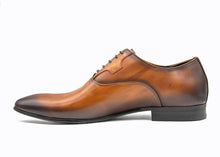 Brown Leather low-cut Foremen oxford lace up shoe with rubber sole