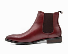 Ox-Blood ankle length soft leather Foremen Chelsea boots with slip-on type closure and rubber sole